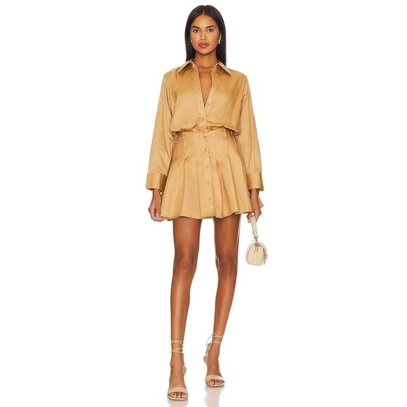 Karina Grimaldi Ranie Long Sleeve Mini Dress in doe